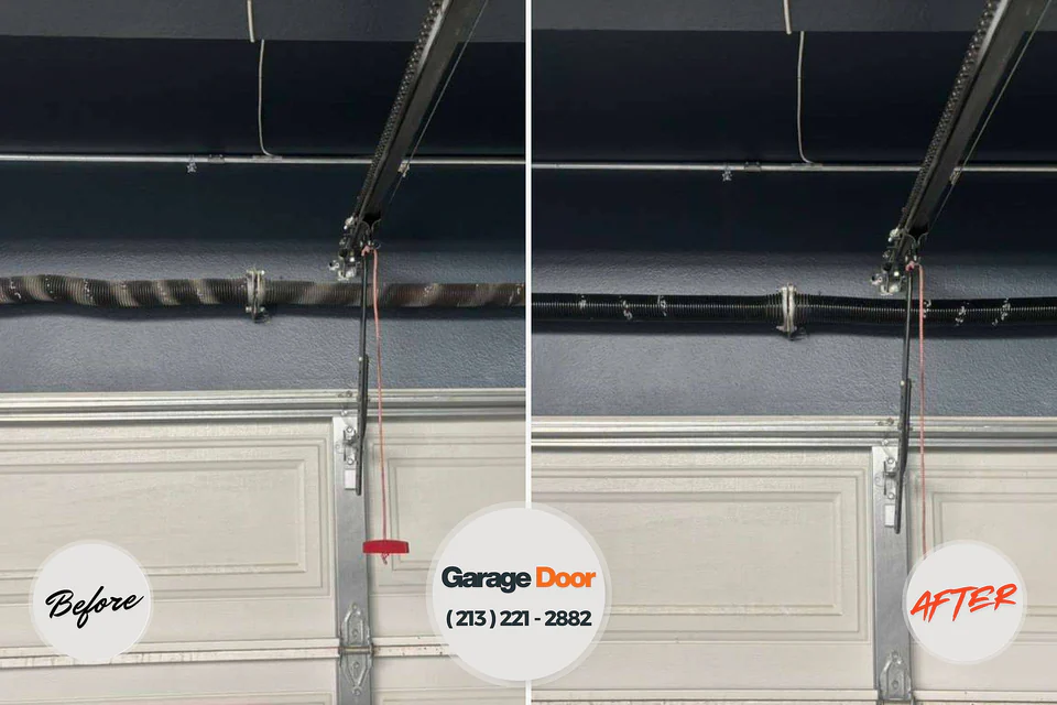 Before and after: garage door repair Beloit, KS